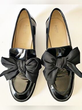 Botkier, Violet Black Patent Leather Loafer Bow Menswear Unisex Quiet Luxury